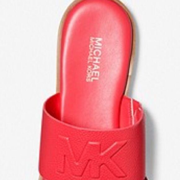 Michael Kors Embossed Faux Leather Slide Sandals‎ - Picture 7 of 7
